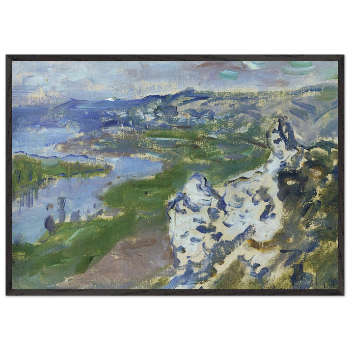 The Seine seen from the heights Chantemesle - claude monet 70x100 cm / 28x40 inches Framed Art Print – Black Wooden Frame