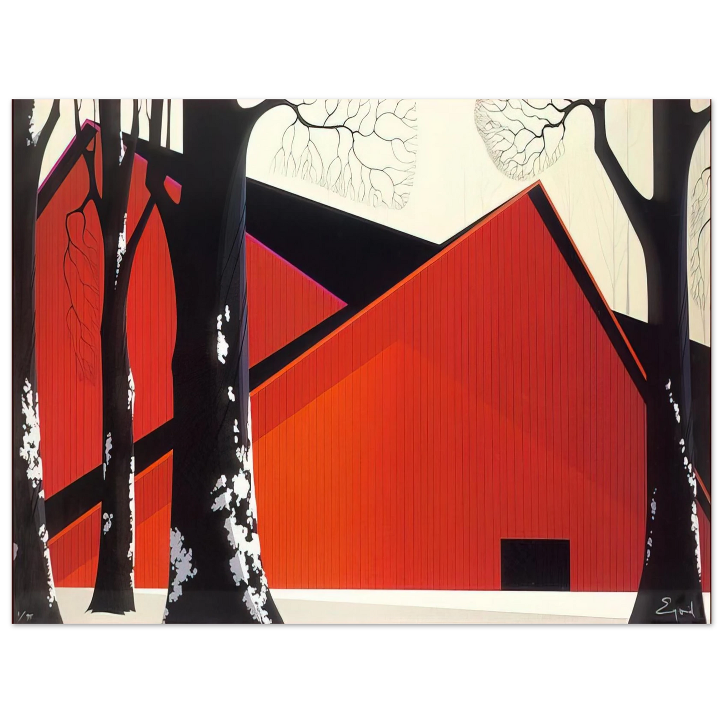 Eyvind Earle - The Great Red Barn Fine Art Poster - Default Title