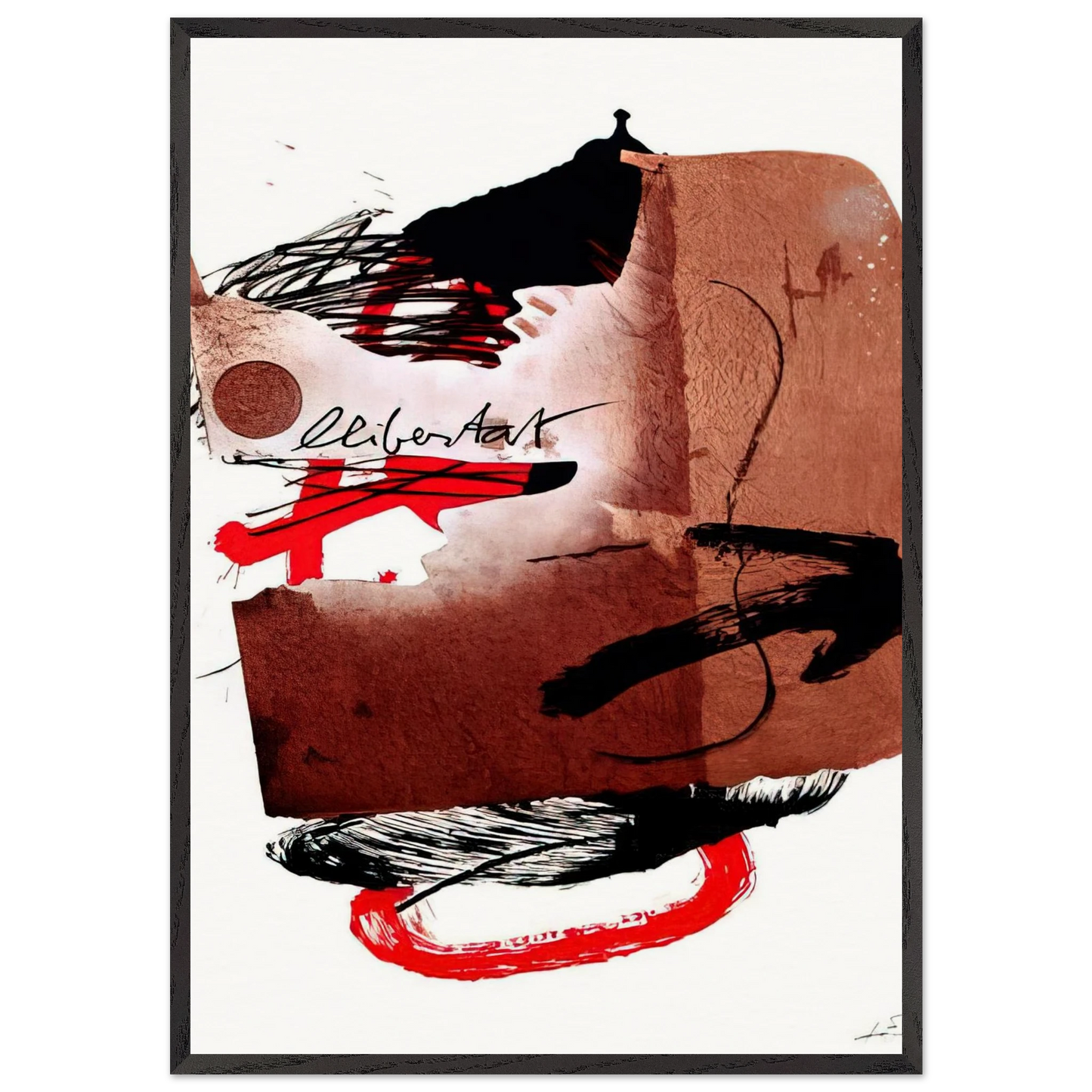 LLIBERTAT 1988 - Antoni Tapies 70x100 cm / 28x40 inches Framed Art Print – Black Wooden Frame