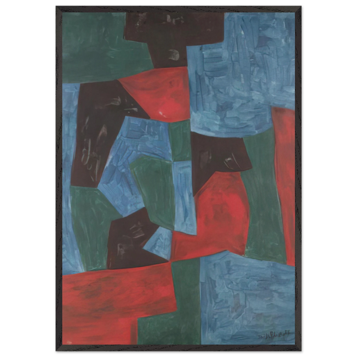 Composition abstraite - 1958 - Serge Poliakoff 70x100 cm / 28x40 inches Framed Art Print – Black Wooden Frame