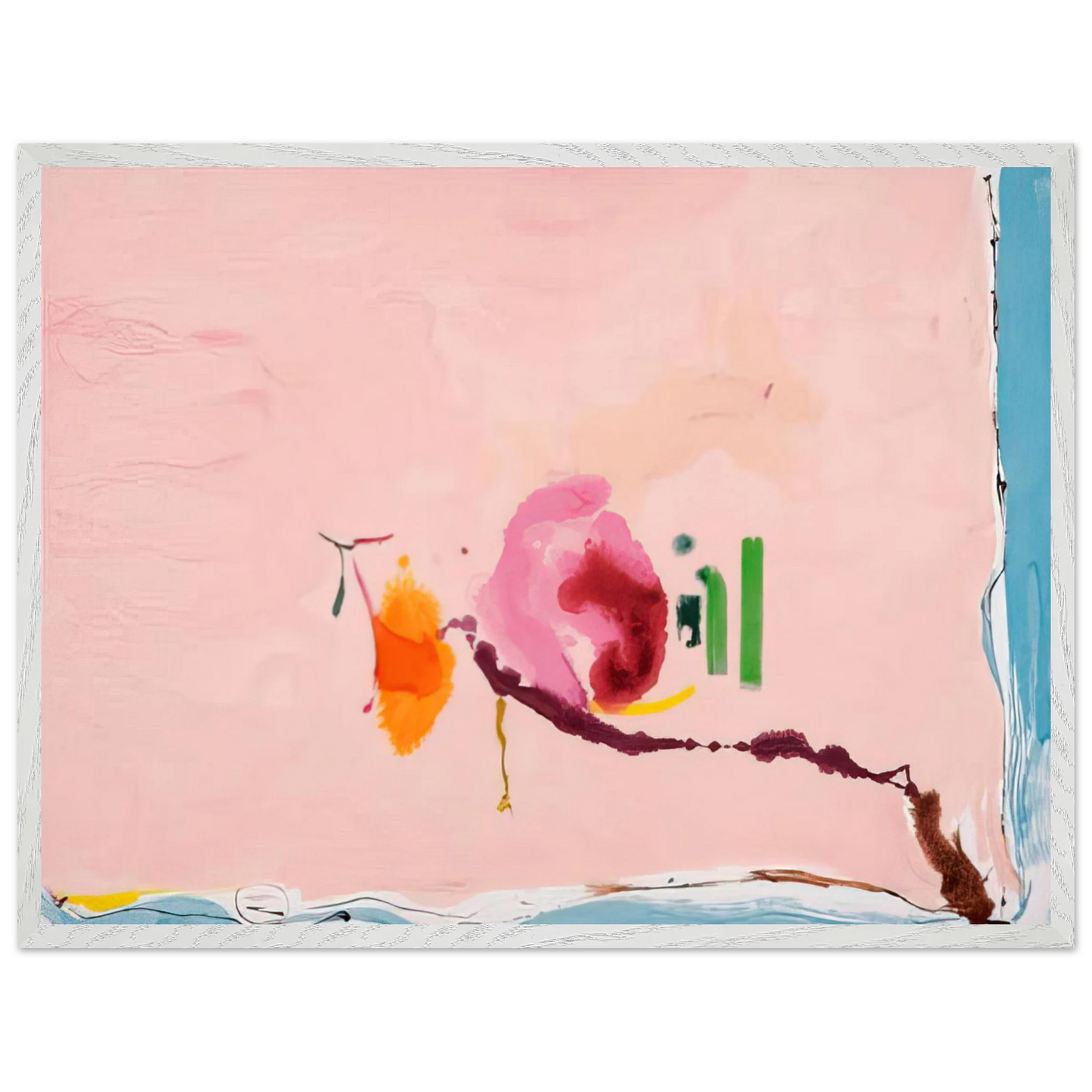 Helen Frankenthaler - Flirt - 1995 Wall art - 30x45 cm / 12x18 inches - Premium Wooden Framed Poster With Fine Art Paper - White frame