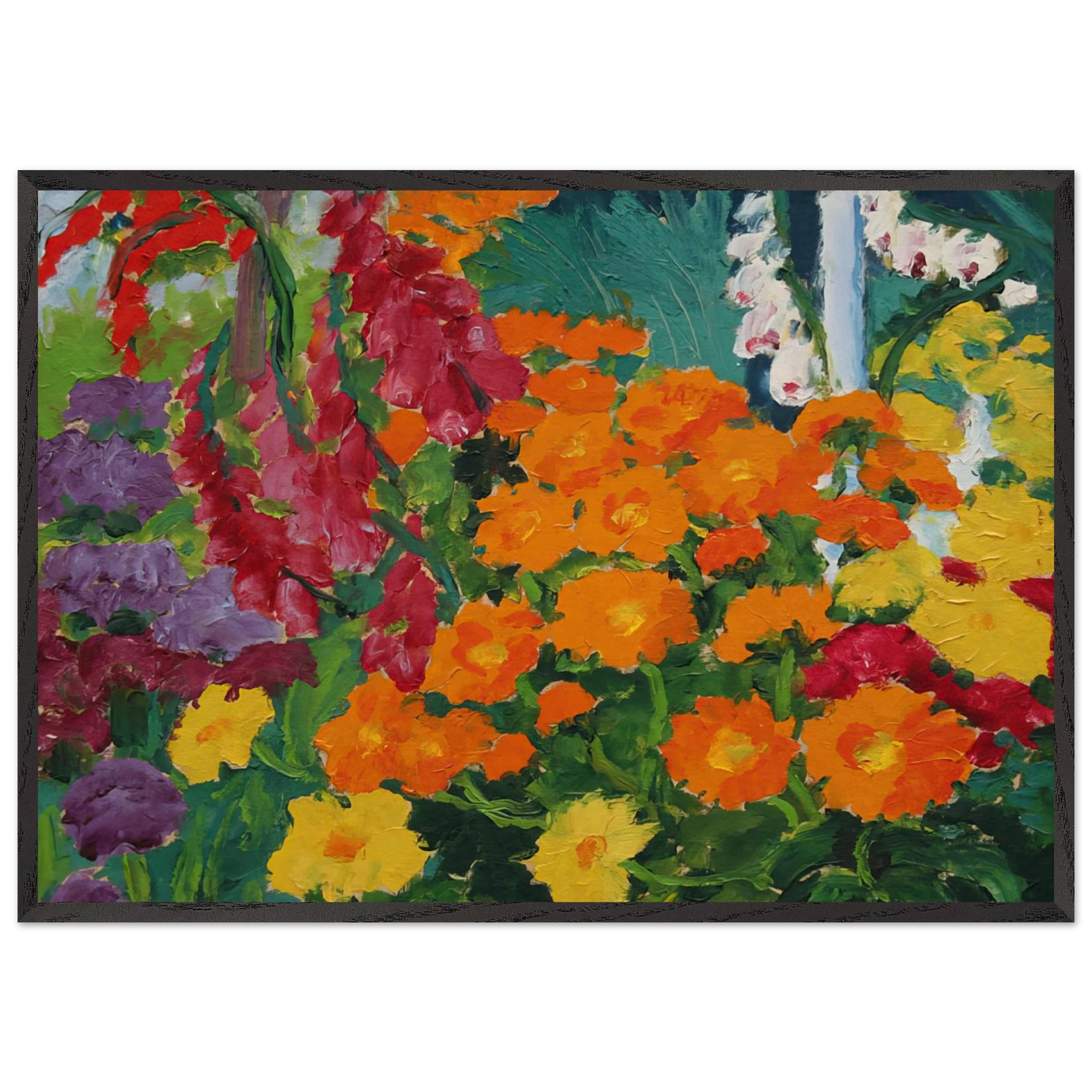 Flower garden marigolds - Emil Nolde 70x100 cm / 28x40 inches Framed Art Print – Black Wooden Frame