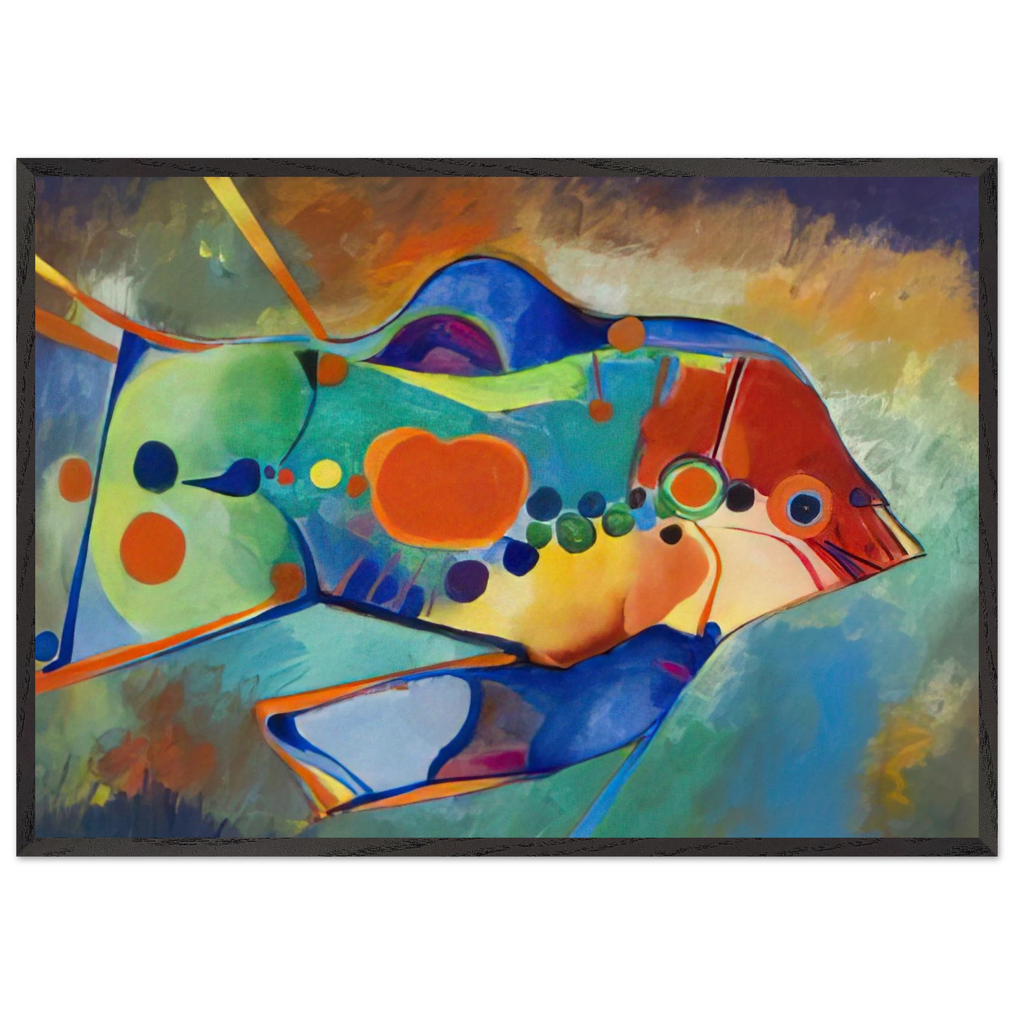 Fish - Naive Art Primitivism - Aldemir Martins Framed Art Print – Black Wooden Frame - Default Title - -Framed Art Print