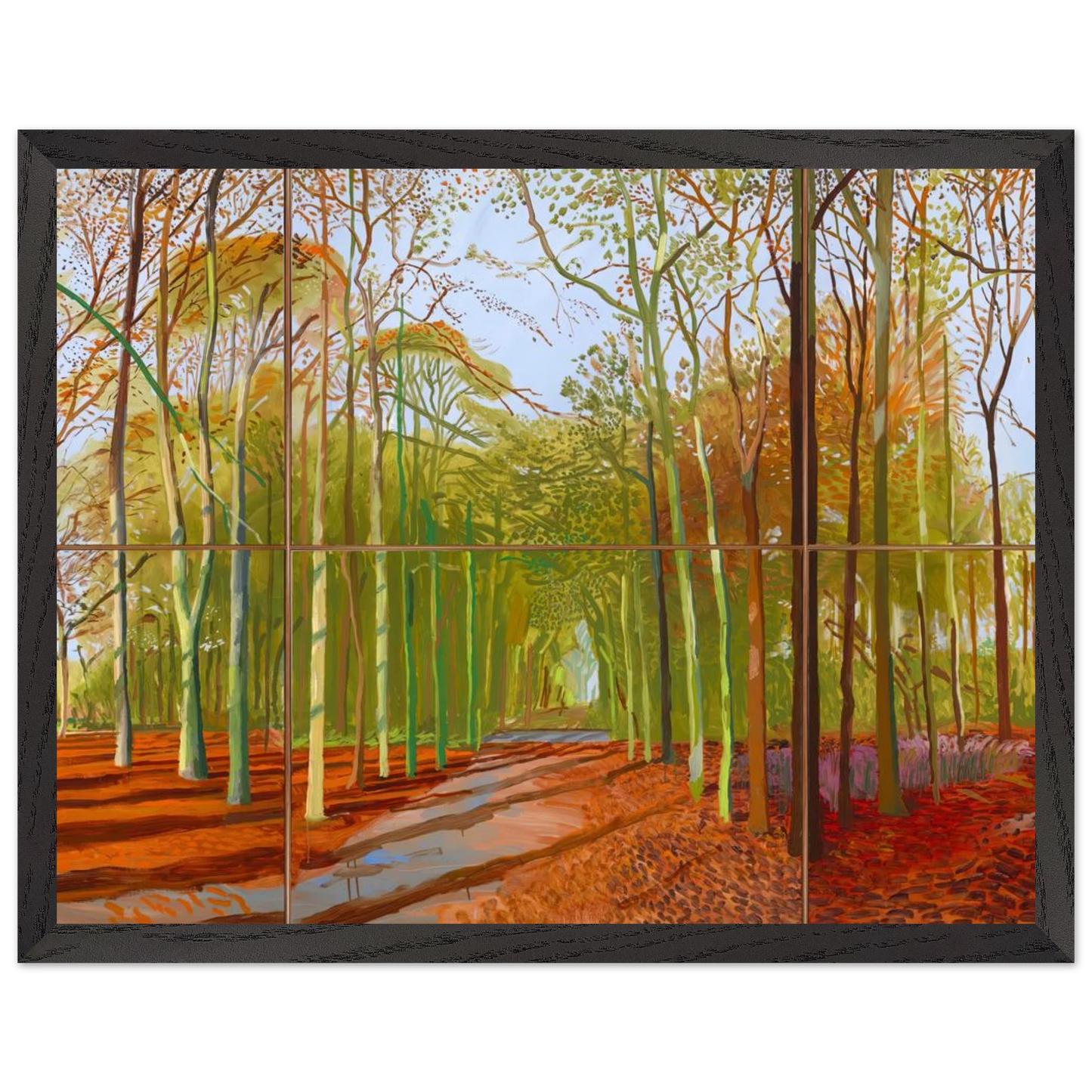 David Hockney - Woldgate Woods, 21, 23 & 29 November 2006 - 30x45 cm / 12x18 inches - Premium Wooden Framed Poster With Fine Art Paper-canvas - Wood frame