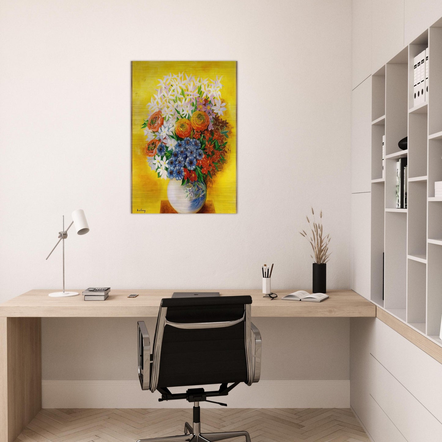 BOUQUET OF VARIOUS FLOWERS - Moise Kisling Brushed Aluminum Print - 70x100 cm / 28x40 inches | Moise Kisling Aluminum Print | Moise Kisling Prints