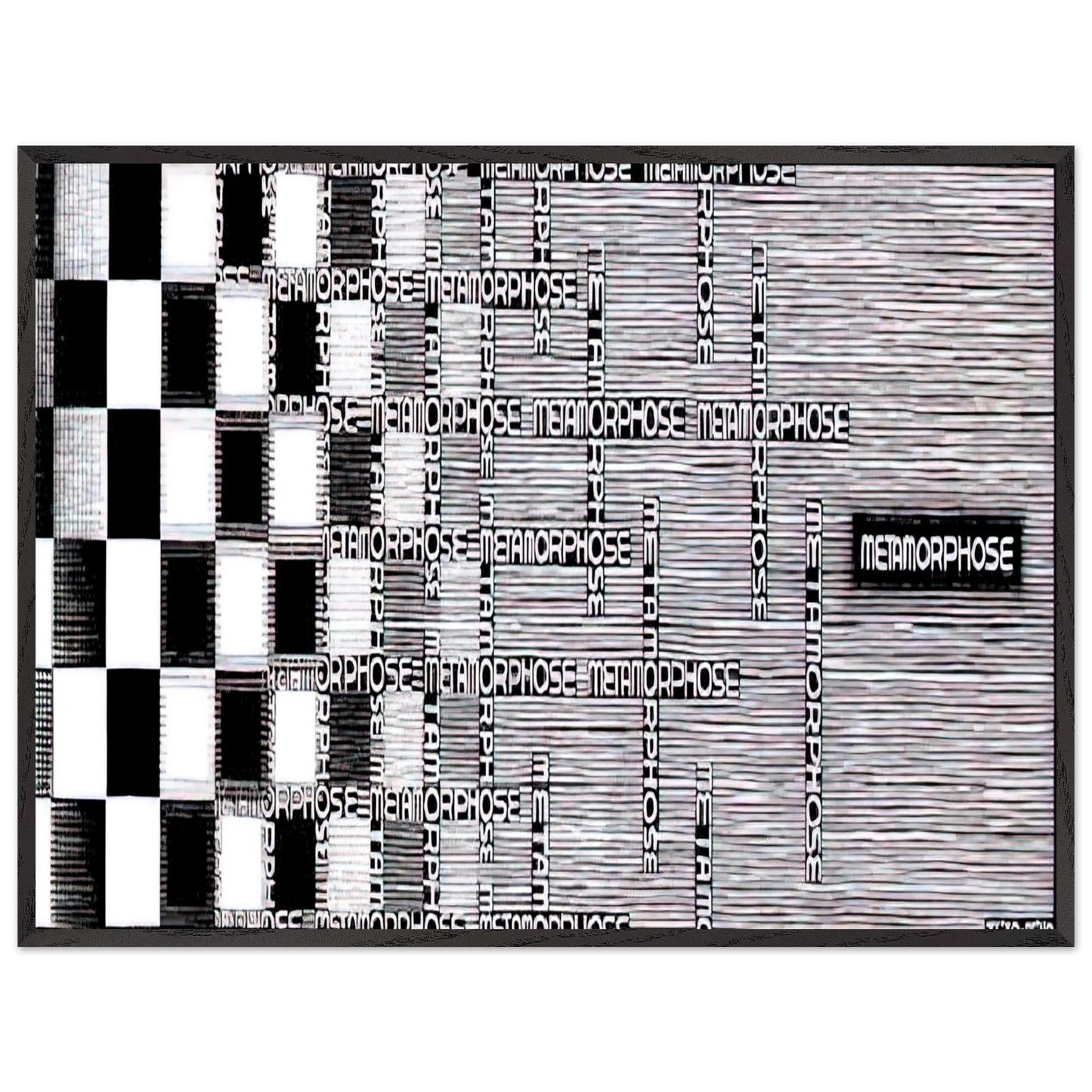 MC Escher - METAMORPHOSIS II EXCERPT 7 Wall Art - 60x80 cm / 24x32 inches - Premium Wooden Framed Poster With Fine Art Paper - Wood frame