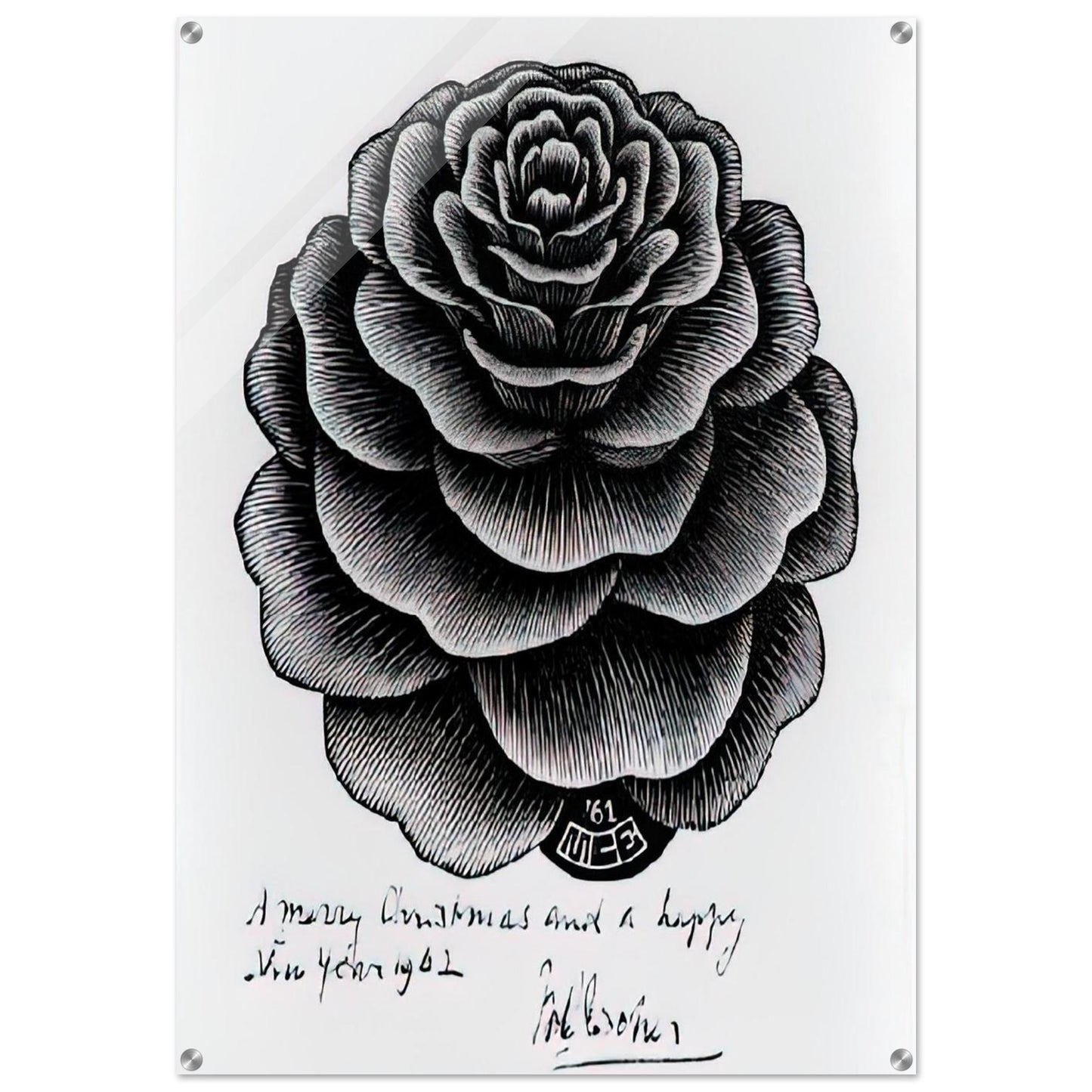 MERRY CHRISTMAS HAPPY NEW YEAR - MC Escher Acrylic Print - 70x100 cm / 28x40″ inches | Maurits Cornelis Escher Prints