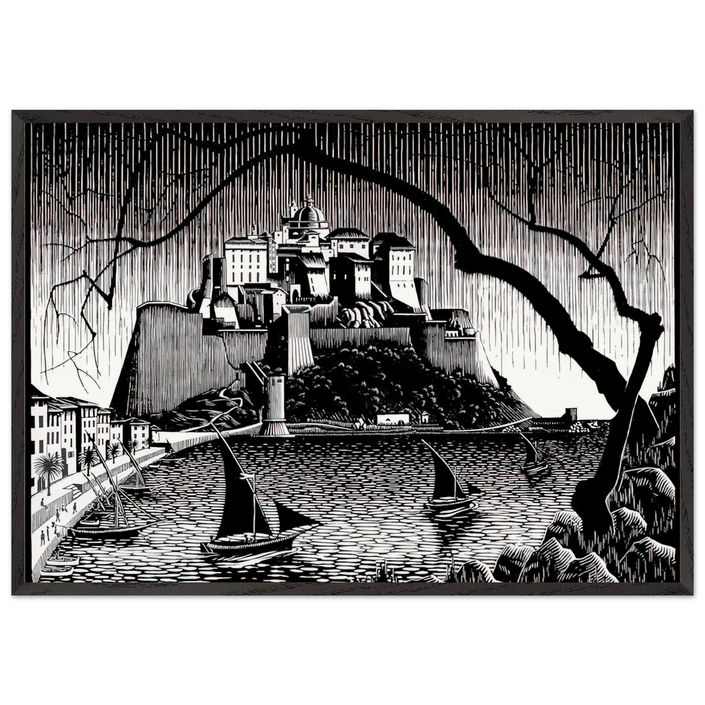 CITADEL OF CALVI CORSICA - MC Escher Framed Art Print – Black Wooden Frame - Default Title - -Framed Art Print