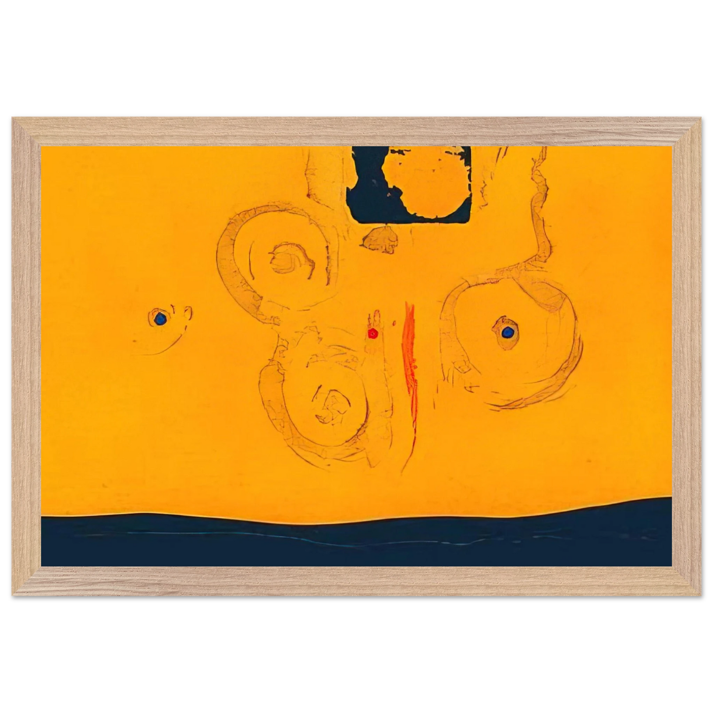 Helen Frankenthaler - Plaza Real - 1988 Wall art - 28x43 cm / XL (11x17 inches) - Premium Wooden Framed Poster With Fine Art Paper - Black frame