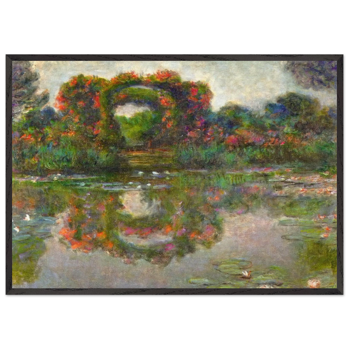 Rose Flowered Arches at Giverny - claude monet Framed Art Print – Black Wooden Frame - Default Title - -Framed Art Print