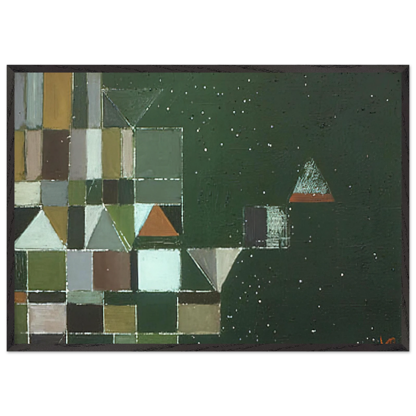 Square Motif Green Lilac - 1948 - Victor Pasmore 70x100 cm / 28x40 inches Framed Art Print – Black Wooden Frame