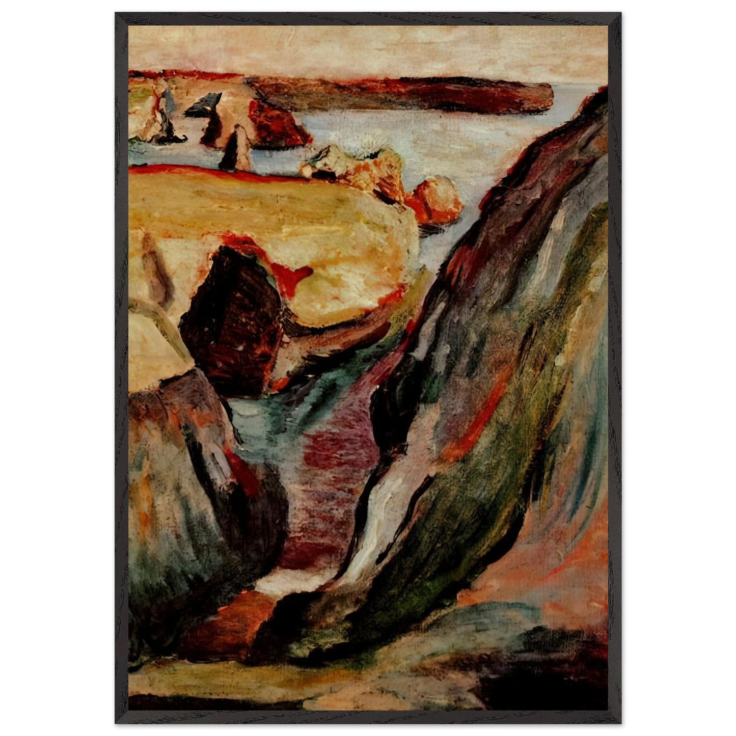 ROCHERS A BELLE ILE 1896 - Henri Matisse 70x100 cm / 28x40 inches Framed Art Print – Black Wooden Frame