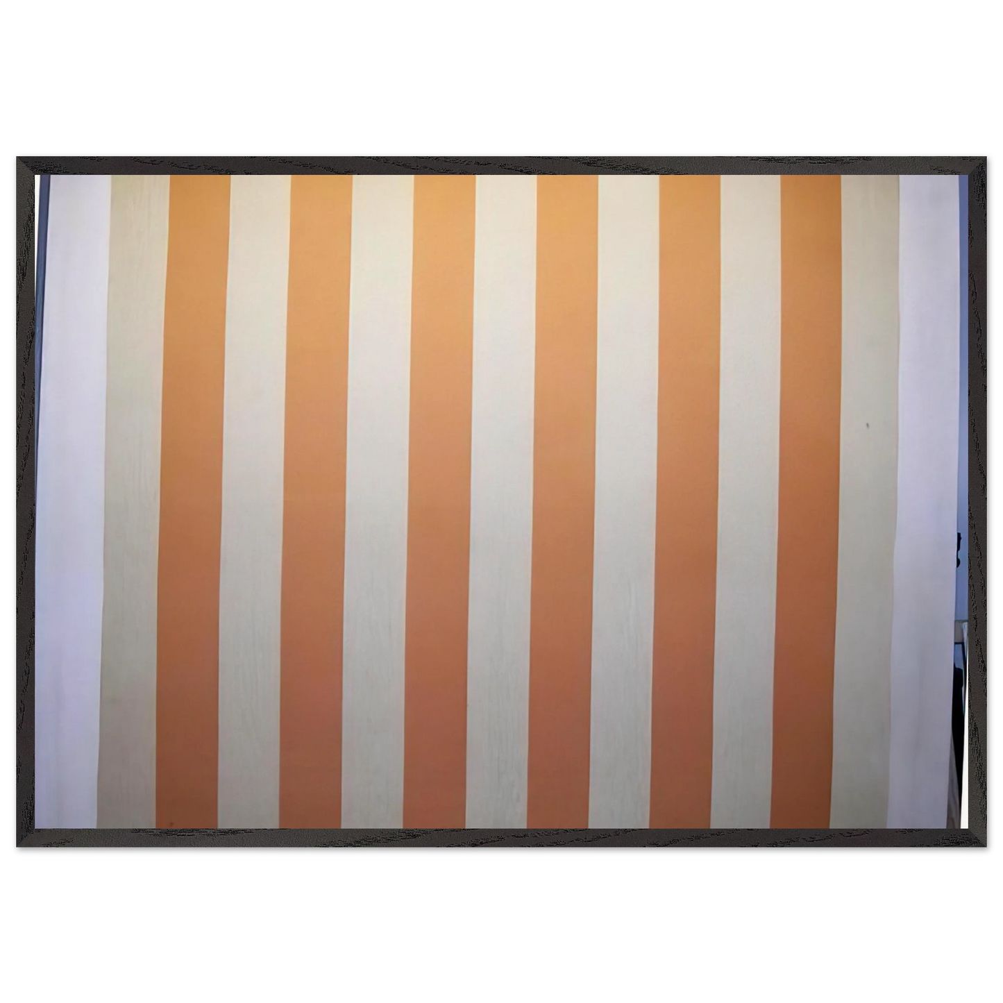 Peinture acrylique blanche sur tissu raye blanc et orange - 1967 - Daniel Buren Framed Art Print – Black Wooden Frame - Default Title - -Framed Art Print