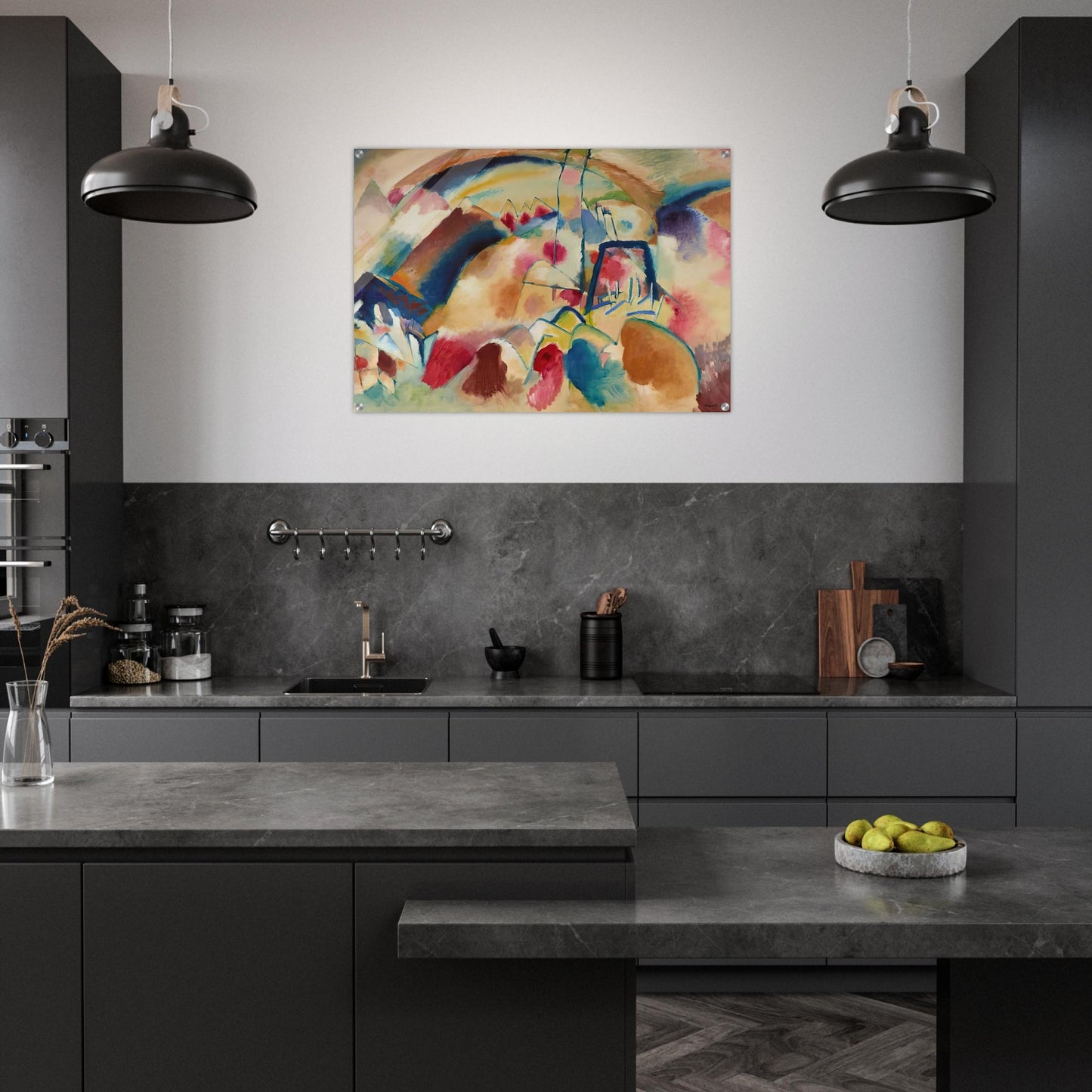 LANDSCAPE WITH CHURCH 1913 - Wassily Kandinsky Acrylic Print - 70x100 cm / 28x40″ inches | Wassily Kandinsky Wall Art | Wassily Kandinsky Prints