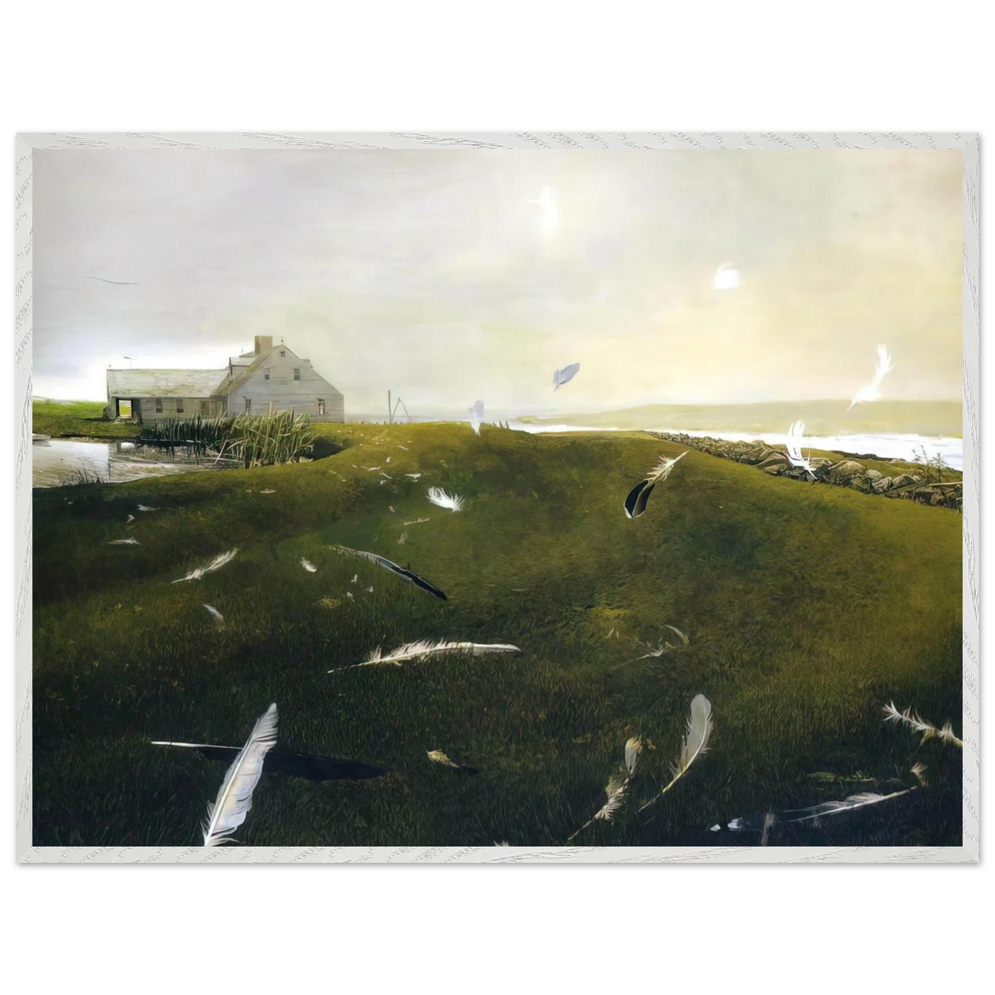 Andrew Wyeth - AIRBORNE Wall Art - 60x80 cm / 24x32 inches - Premium Wooden Framed Poster With Fine Art Paper-canvas - Wood frame