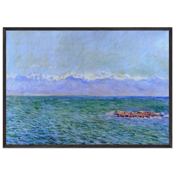 The Sea and the Alps - claude monet 70x100 cm / 28x40 inches Framed Art Print – Black Wooden Frame
