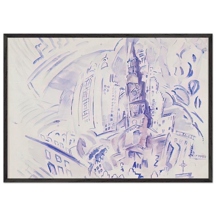 St Pauls Manhattan - 1914 - John Marin 70x100 cm / 28x40 inches Framed Art Print – Black Wooden Frame