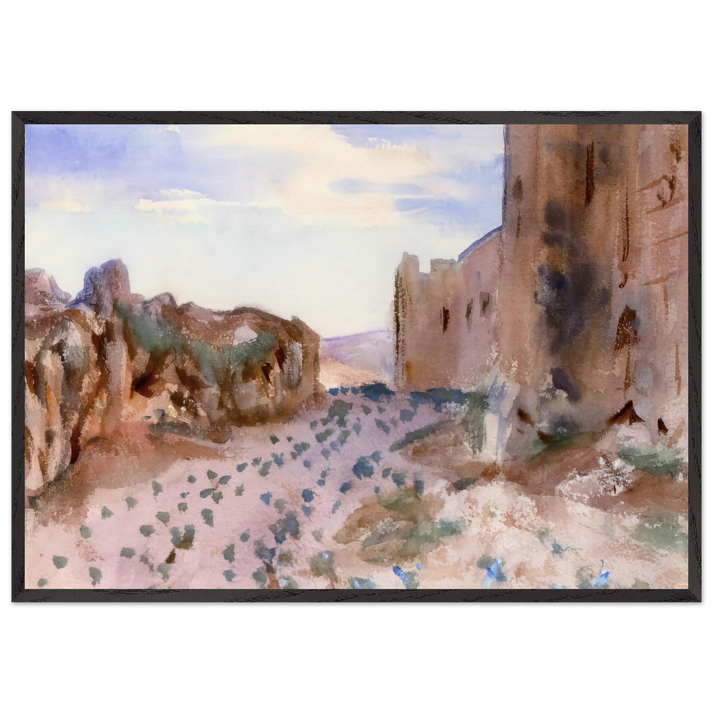 Fortress Roads and Rocks - John Singer Sargent 70x100 cm / 28x40 inches Framed Art Print – Black Wooden Frame
