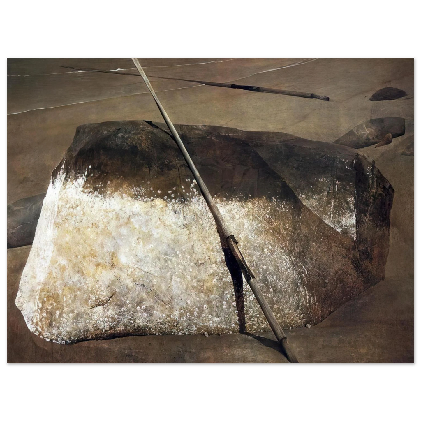 Andrew Wyeth - NOT DETECTED 38 Wall Art - 21x29.7 cm / 8x12" - Premium Wooden Framed Poster With Fine Art Paper - Black frame