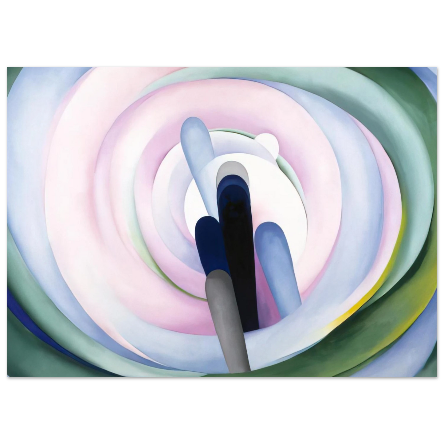 Georgia O'Keeffe - Grey Blue and Black, Pink Circle Fine Art Poster - 75x100 cm / 30x40 inches