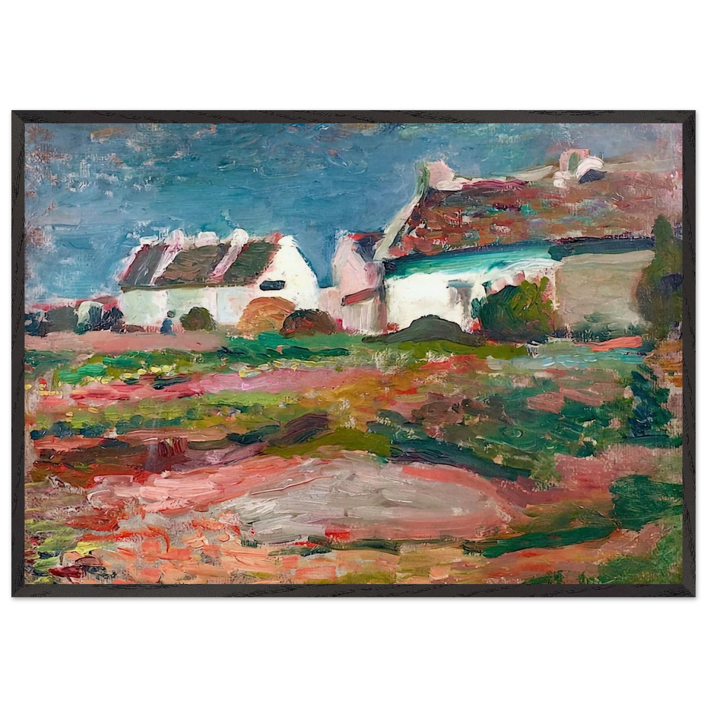 MAISONS A KERVILAHOUEN BELLE ILE 1896 - Henri Matisse 70x100 cm / 28x40 inches Framed Art Print – Black Wooden Frame