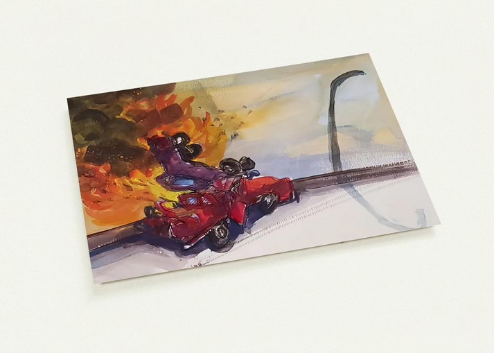 Pile Up Crash - 1984 By Carlos Almaraz Pack of 10 Post Cards | Carlos Almaraz Post Cards | A6 (10.5 x 14.8 cm) - 4.1 x 5.8 inches