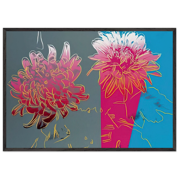 Kiku - Andy Warhol 70x100 cm / 28x40 inches Framed Art Print – Black Wooden Frame