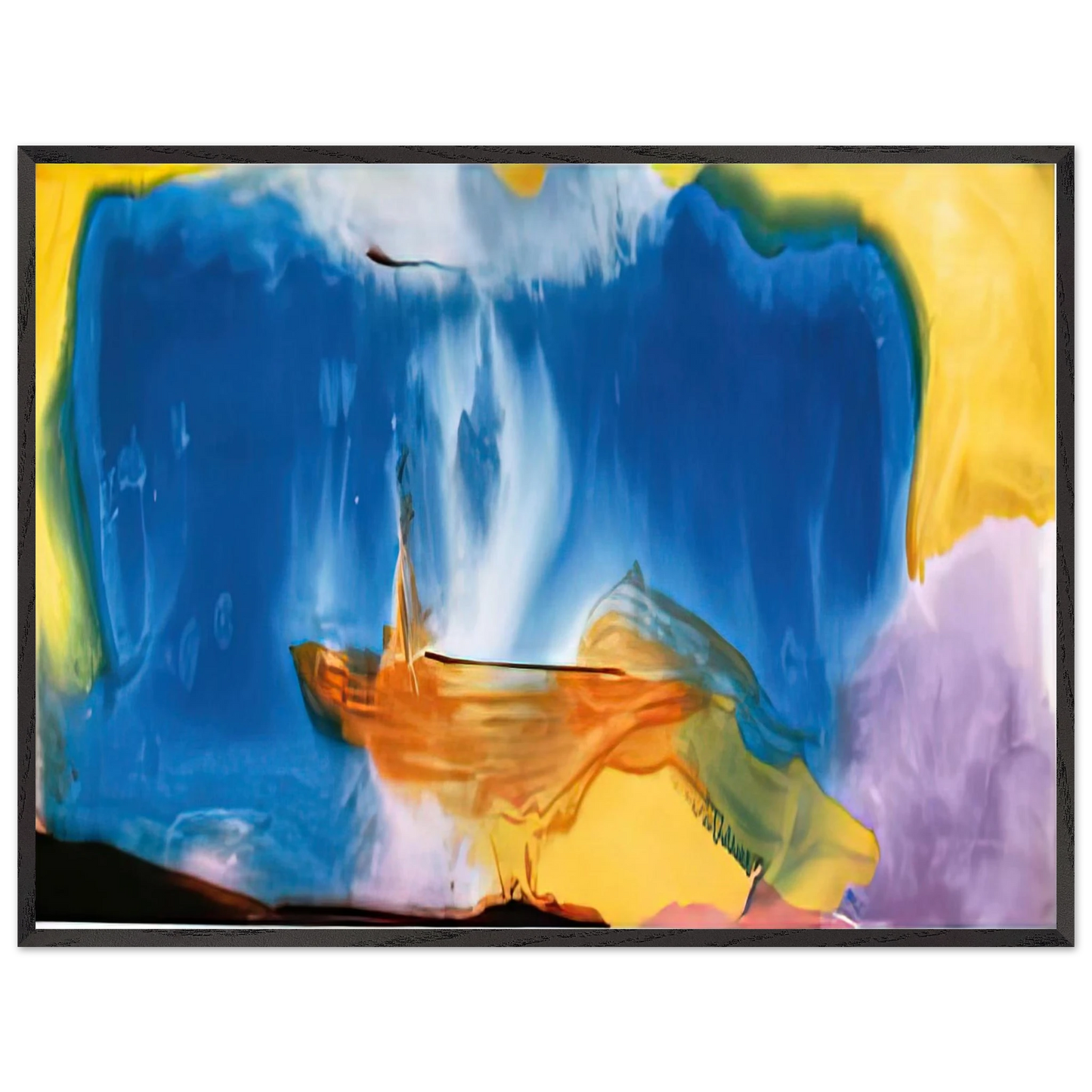 Helen Frankenthaler - Moveable Blue, 1973- Wall Art - 30x40 cm / 12x16 inches - Premium Wooden Framed Poster With Fine Art Paper - White frame