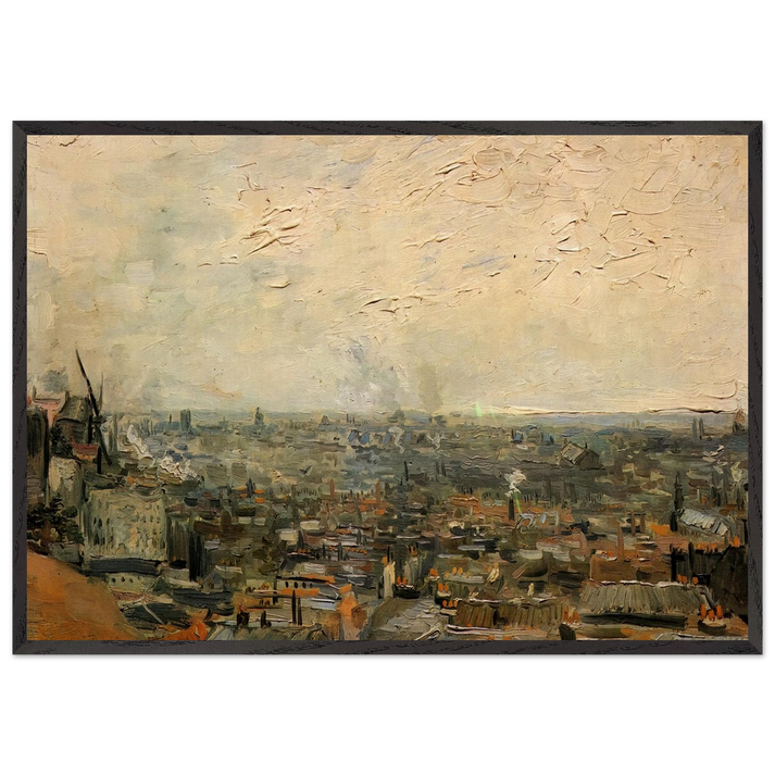 View of Paris from Montmartre - Vincent van Gogh 70x100 cm / 28x40 inches Framed Art Print – Black Wooden Frame
