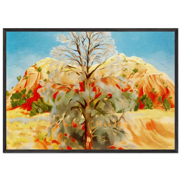 Dead Tree with Pink Hill - Georgia OKeeffe 70x100 cm / 28x40 inches Framed Art Print – Black Wooden Frame