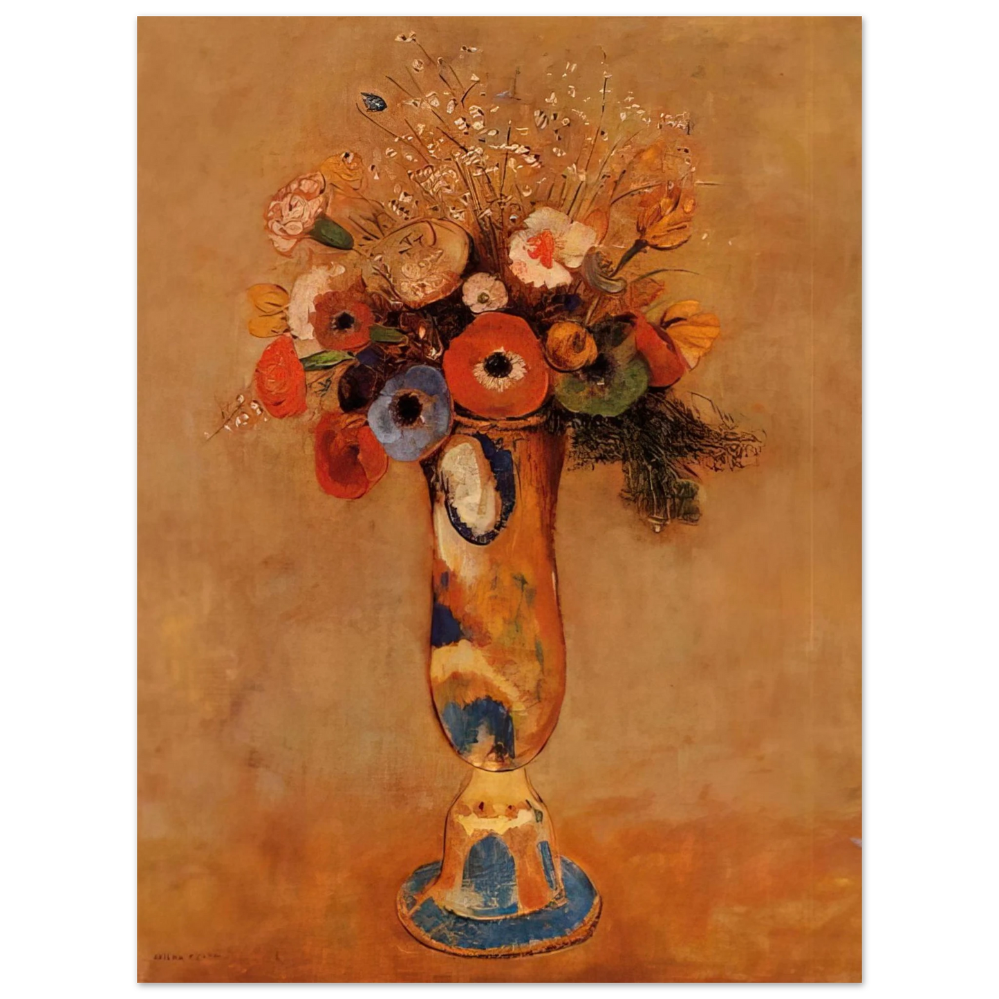 Odilon Redon - WILDFLOWERS IN A LONG NECKED VASE Fine Art Poster - Default Title