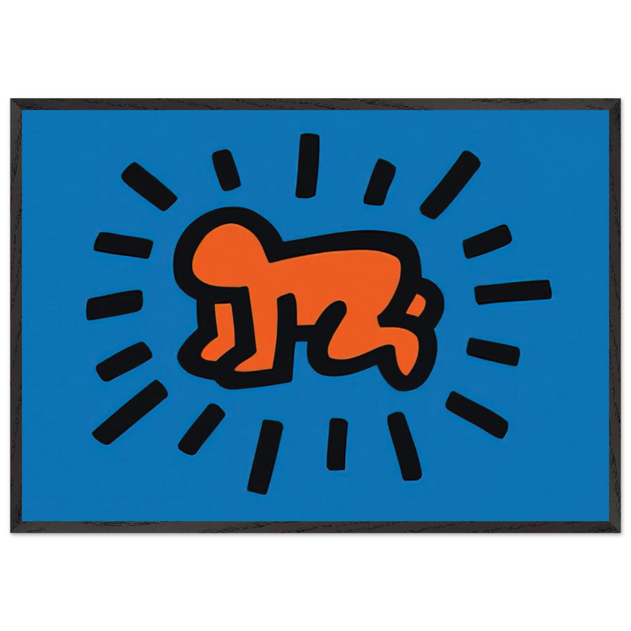 RADIANT BABY FROM ICONS SERIES 1990 N2 - Keith Haring 70x100 cm / 28x40 inches Framed Art Print – Black Wooden Frame