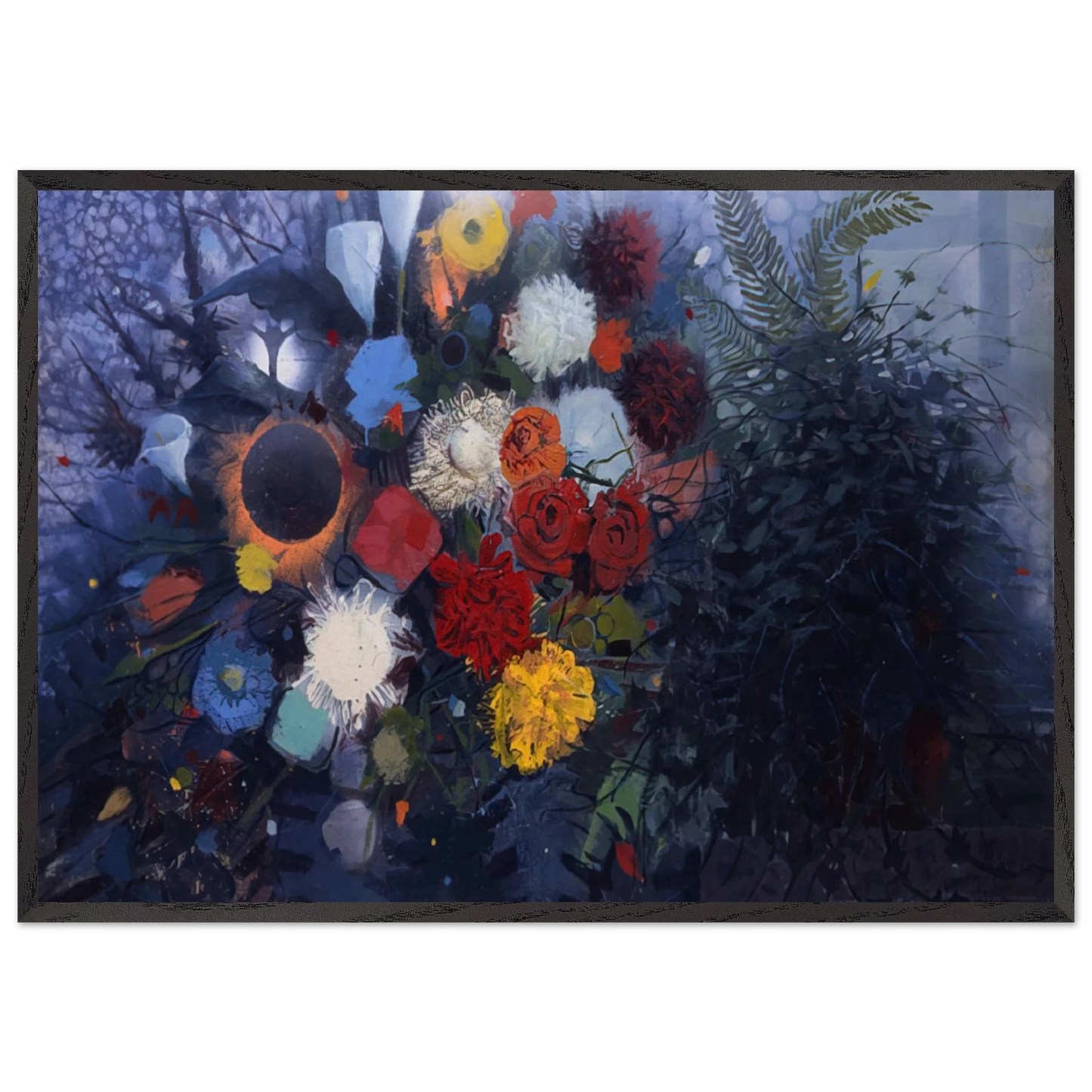 Flowers No 1 - 1975 - Gebre Kristos Desta Framed Art Print – Black Wooden Frame - Default Title - -Framed Art Print