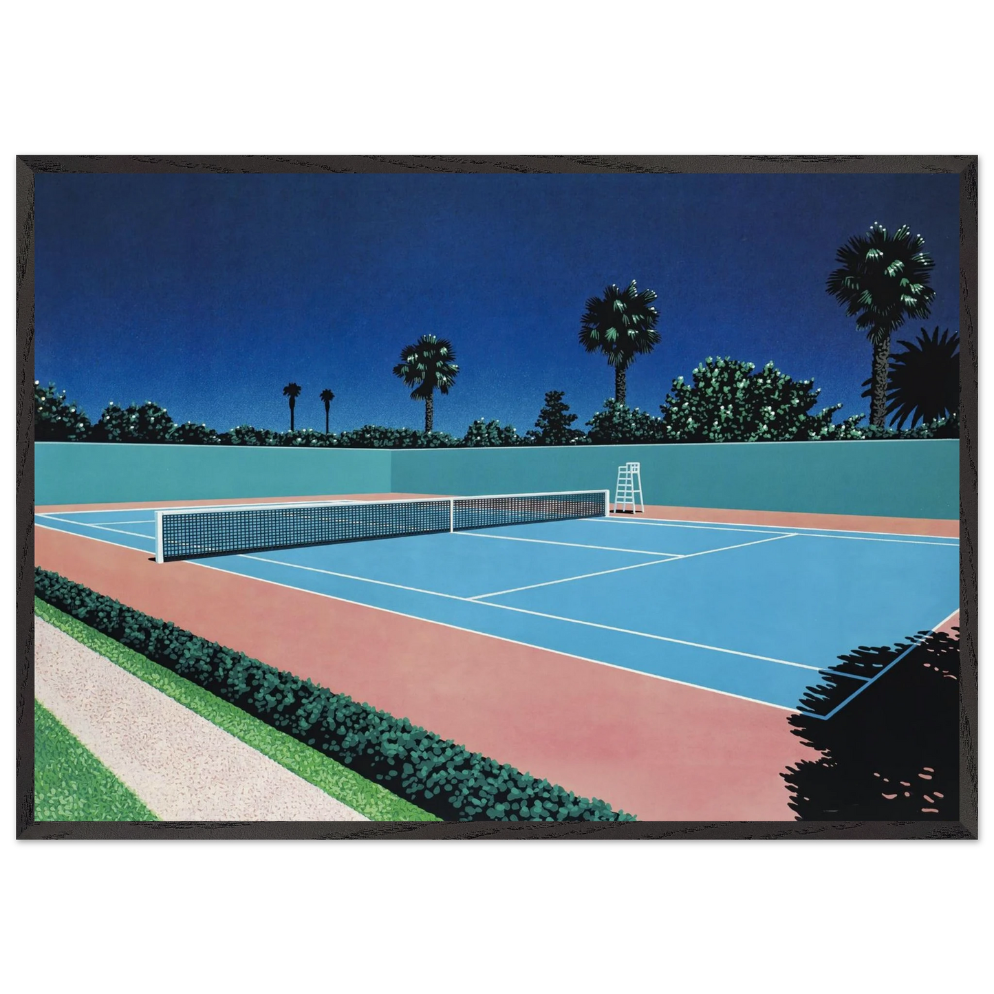 Tennis Court - Hiroshi Nagai 70x100 cm / 28x40 inches Framed Art Print – Black Wooden Frame