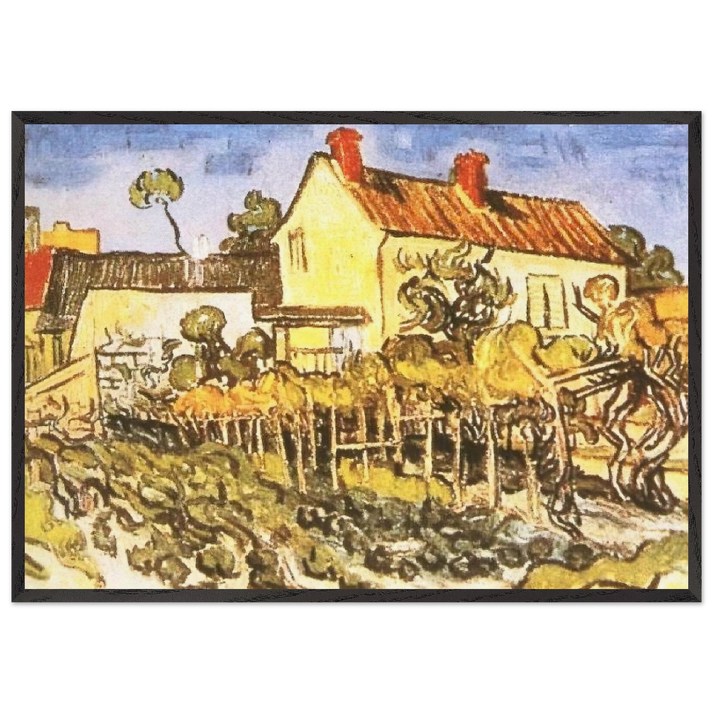 The House of Pere Eloi - Vincent van Gogh 70x100 cm / 28x40 inches Framed Art Print – Black Wooden Frame