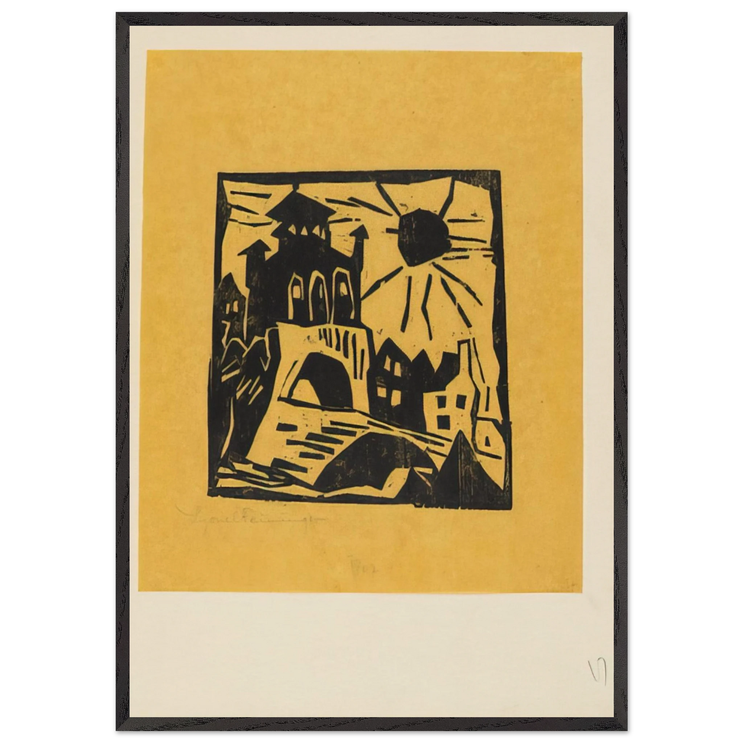 TOWN GATE RIBNITZ DAS TOR RIBNITZ 1918 - Lyonel Feininger 70x100 cm / 28x40 inches Framed Art Print – Black Wooden Frame