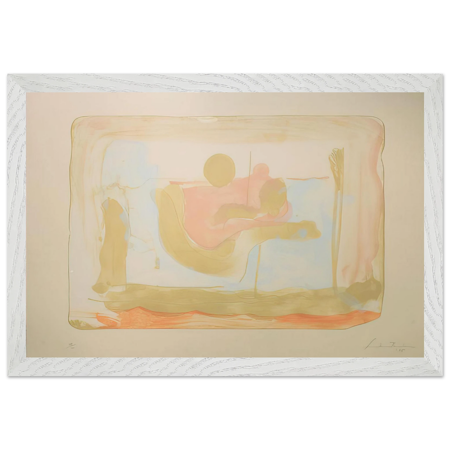 Helen Frankenthaler - Reflections I - 1995 Wall art - 21x29.7 cm / 8x12" - Premium Wooden Framed Poster With Fine Art Paper - White frame