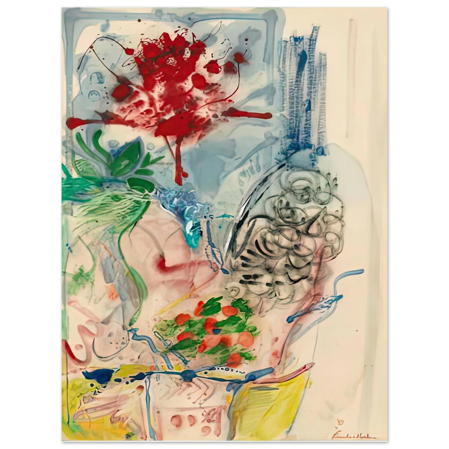 Helen Frankenthaler - L’Amour Toujours L’Amour, 1957- Wall Art - 60x80 cm / 24x32 inches - Premium Wooden Framed Poster With Fine Art Paper-canvas - Wood frame