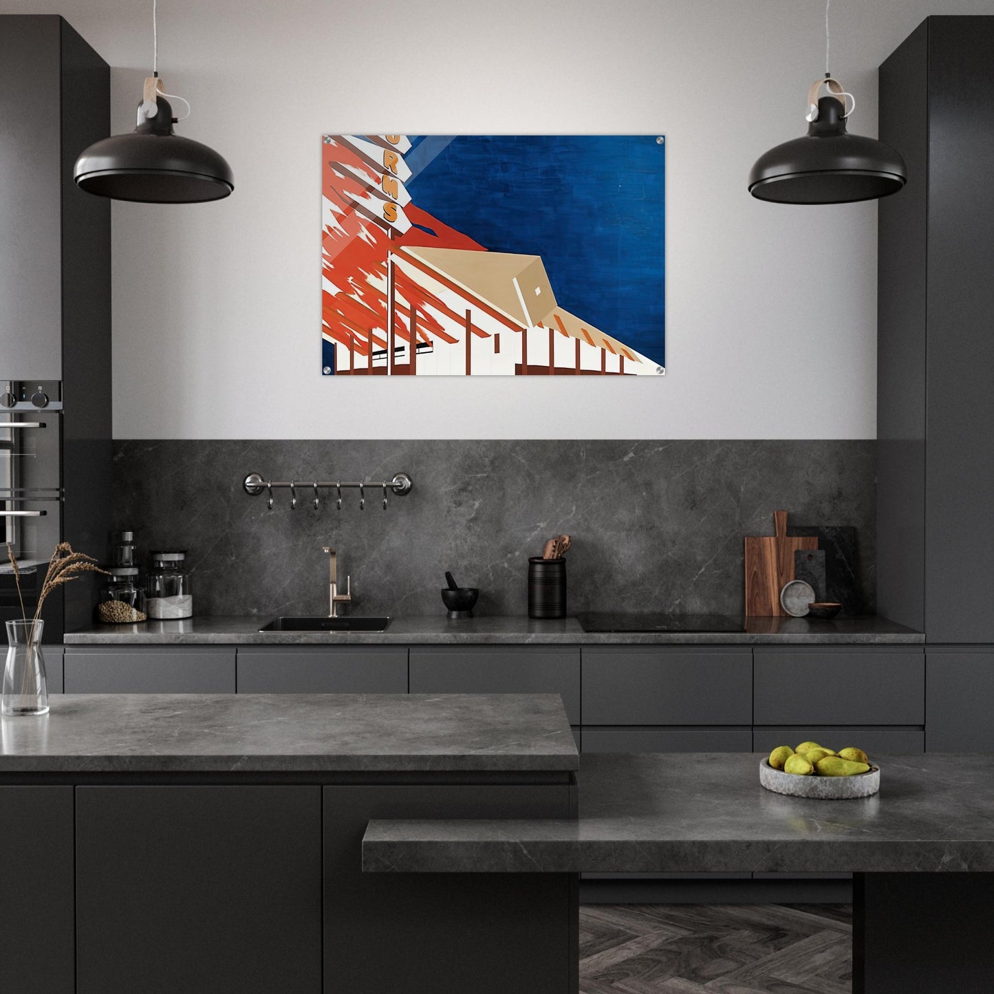 NORMS LA CIENAGA ON FIRE 1964 - Edward Ruscha Acrylic Print - 70x100 cm / 28x40″ inches