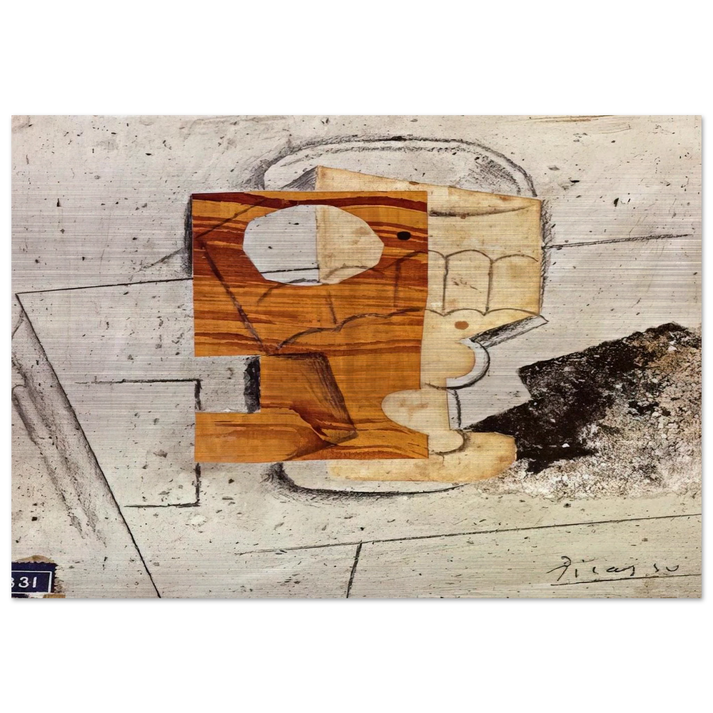 Glass on a Table - 1914 - Pablo Picasso Brushed Aluminum Print - 70x100 cm / 28x40 inches | Pablo Picasso Aluminum Print | Pablo Picasso Prints