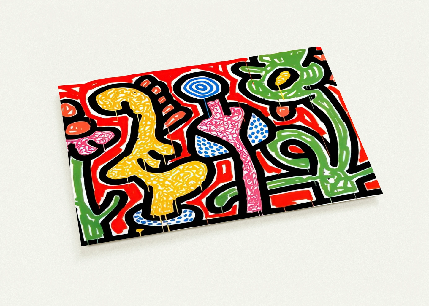 FLOWERS IV 1990 By Keith Haring Pack of 10 Post Cards | Keith Haring Post Cards | A6 (10.5 x 14.8 cm) - 4.1 x 5.8 inches