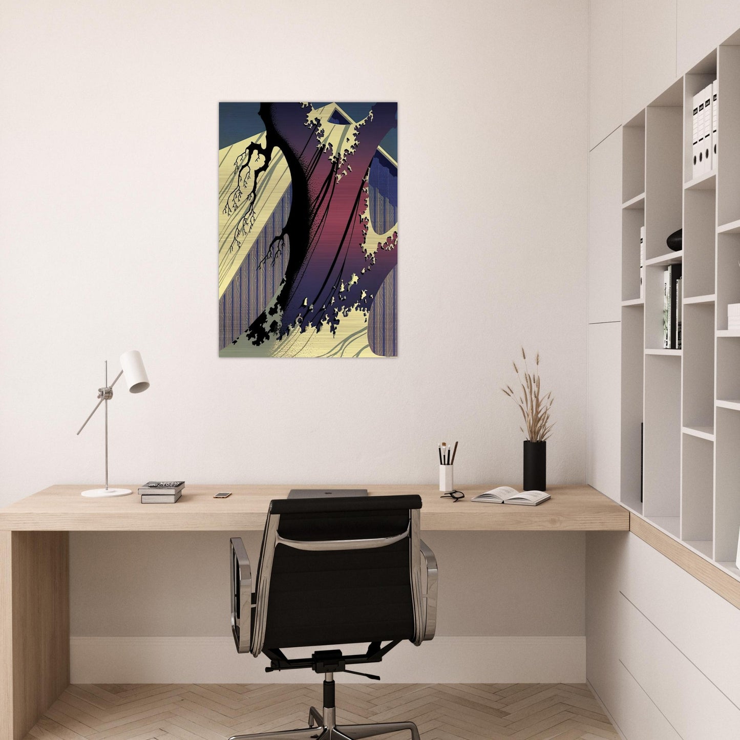 Mauve Barn - Eyvind Earle Brushed Aluminum Print - 70x100 cm / 28x40 inches | Eyvind Earle Aluminum Print | Eyvind Earle Prints