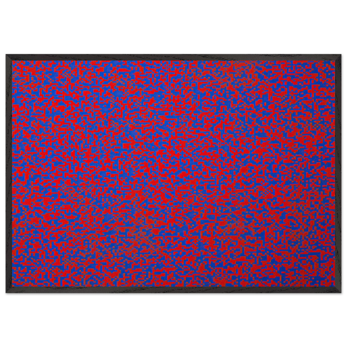 Random Distribution of 40000 Squares Using the Odd and Even Numbers of a Telephone Directory detail - 1971 - Francois Morellet 70x100 cm / 28x40 inches Framed Art Print – Black Wooden Frame