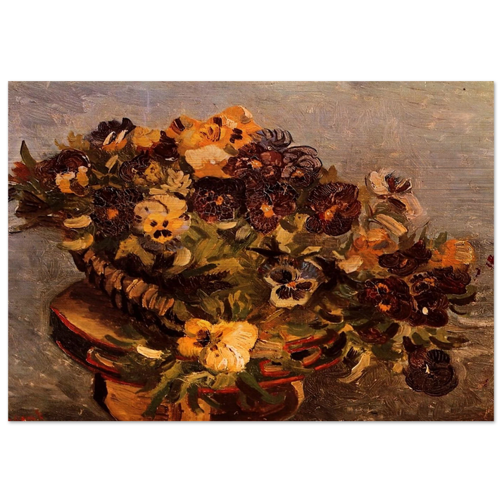 Tambourine with Pansies - Vincent van Gogh Brushed Aluminum Print - 70x100 cm / 28x40 inches | Vincent van Gogh Aluminum Print | Vincent van Gogh Prints