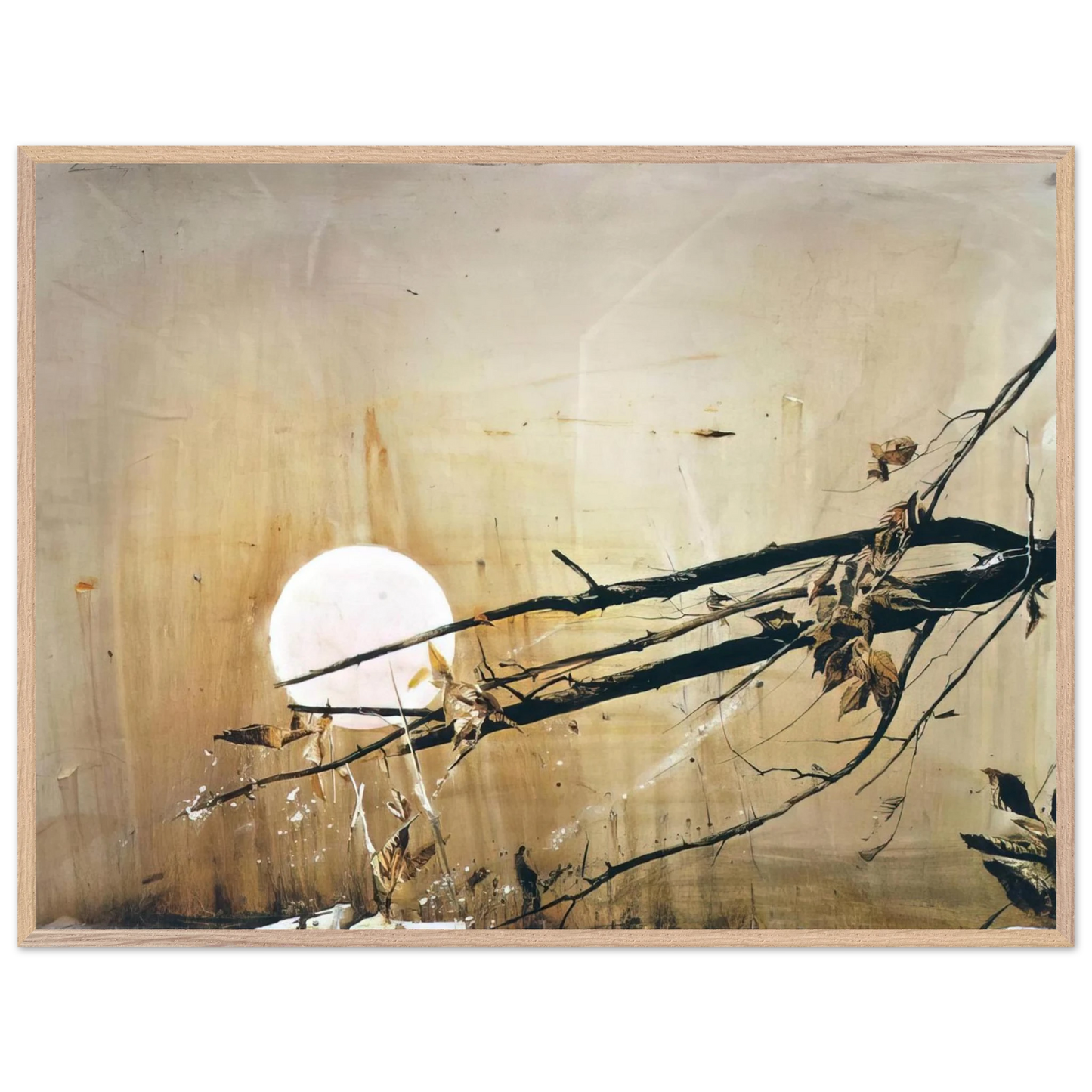 Andrew Wyeth - FULL MOON 1980 Wall Art - 30x40 cm / 12x16 inches - Premium Wooden Framed Poster With Fine Art Paper - Wood frame