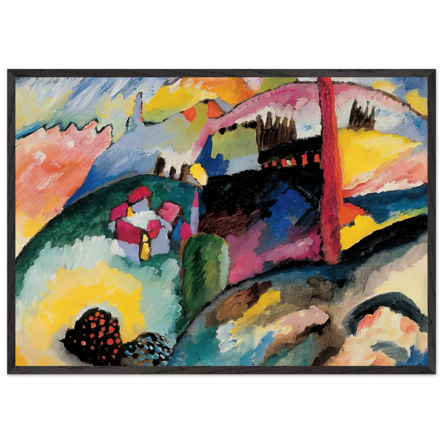 LANDSCAPE WITH FACTORY CHIMNEY 1910 - Wassily Kandinsky 70x100 cm / 28x40 inches Framed Art Print – Black Wooden Frame
