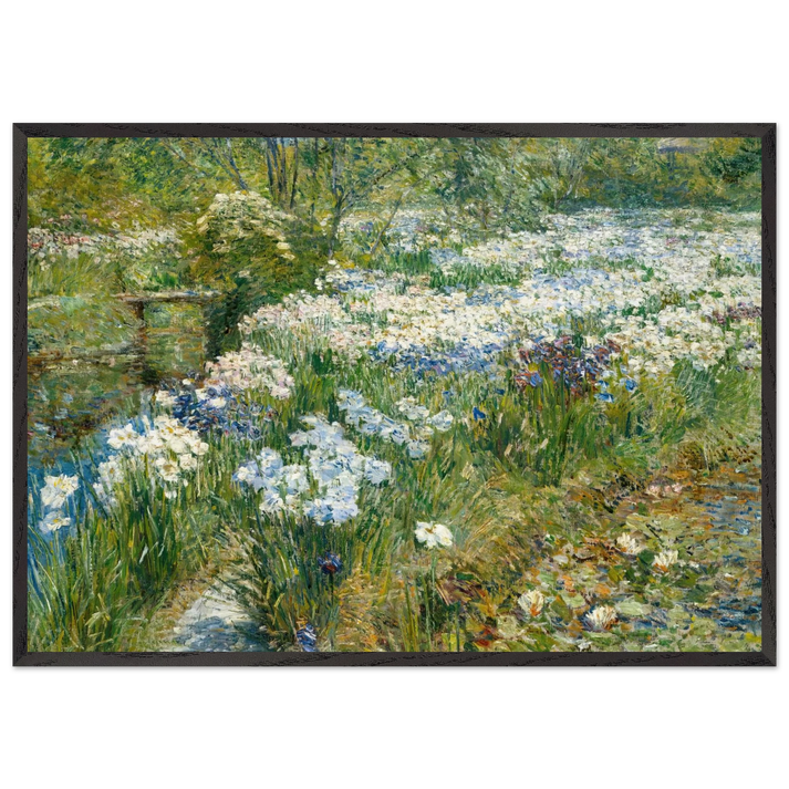 The Water Garden - Childe Hassam 70x100 cm / 28x40 inches Framed Art Print – Black Wooden Frame