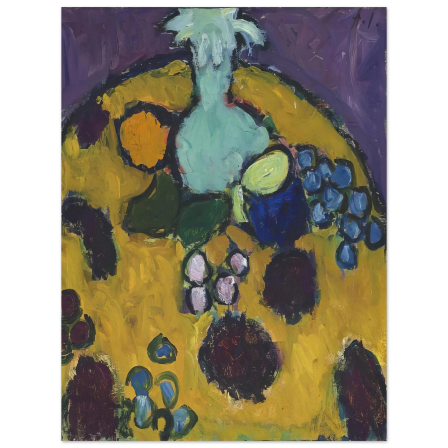 Alexej von Jawlensky - STILLEBEN MIT GESTICKTER DECKE 1910 Fine Art Poster - Default Title