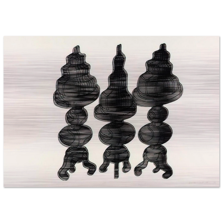 3 Cakes on Swivel Chairs - 1971 - Dieter Roth Brushed Aluminum Print - 70x100 cm / 28x40 inches | Dieter Roth Aluminum Print | Dieter Roth Prints