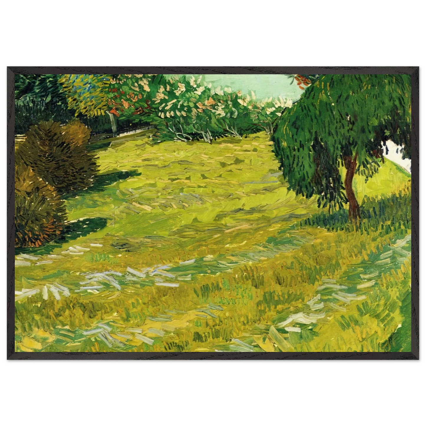 Garden with Weeping Willow - Vincent van Gogh Framed Art Print – Black Wooden Frame - Default Title - -Framed Art Print